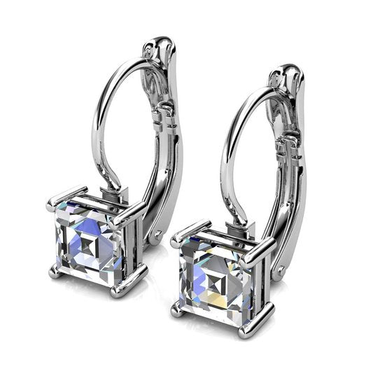 Yolora Damen Ohrringe - Kalpa Camaka Kristalle - Silber - 18K Weißgold vergoldet - Damen Ohrringe Silber - Schmuck - Luxuriöse Geschenkbox - Geschenkbox - Exklusive Geschenkbox - Schöne Geschenkverpackung