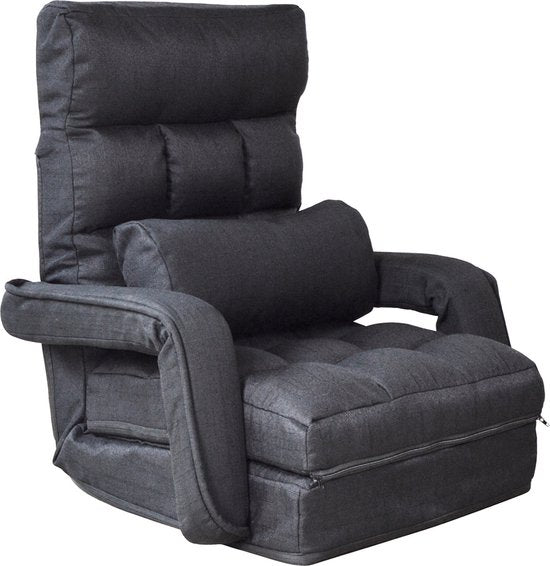 VDD Gaming Sessel - Ausklappbar zu einer Liege - 71x51x50cm - Schwarz