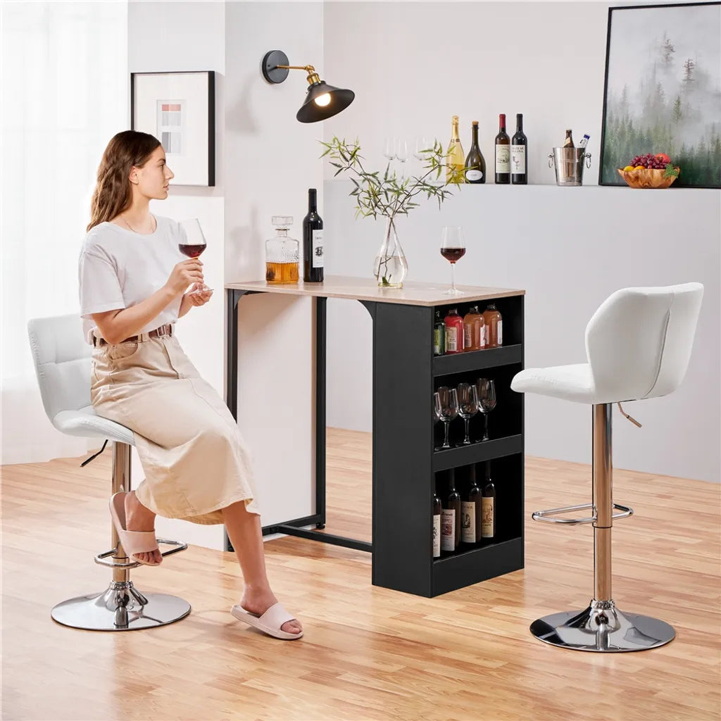 Yaheetech Barhocker-Set, 2er-Set – Weiß – Verstellbare, um 360° drehbare Barhocker mit Rückenlehne und Fußstütze