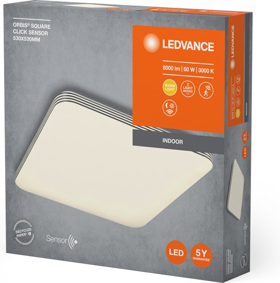 LEDVANCE Wand- und Deckenleuchte LED: für Decke, ORBIS CLICK SENSOR / 6- W, 22-...24- V, Abstrahlwinkel: 12-, Warmweiß, 3- K, Gehäusematerial: Stahl, IP2-