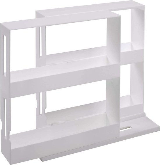 UPP Gewürzauszug, praktischer Schrankeinsatz, Aufbewahrungssystem für Küche und Bad, platzsparendes Nischenregal als Schranksystem oder direkt auf der Arbeitsplatte, Kunststoff, weiß