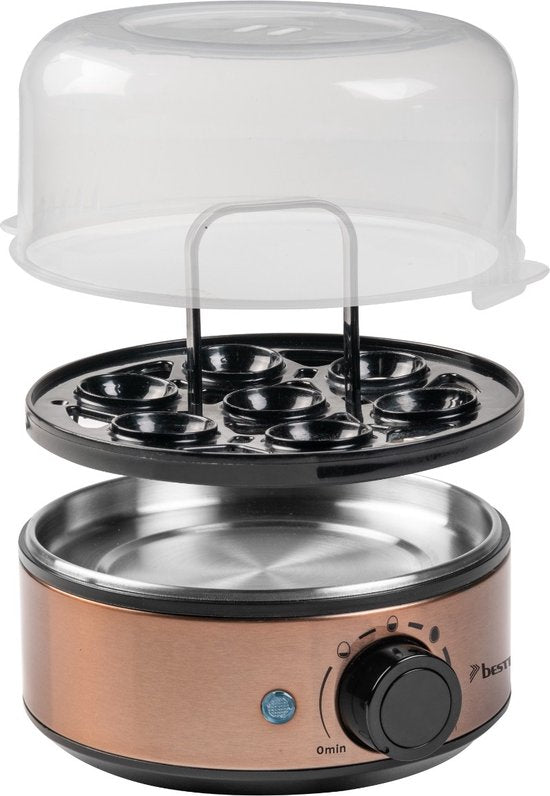 Bestron Eierkocher – AEC2000CO – 400 W – Für 7 Eier – inkl. Messbecher & Eierspieß – Kupfer