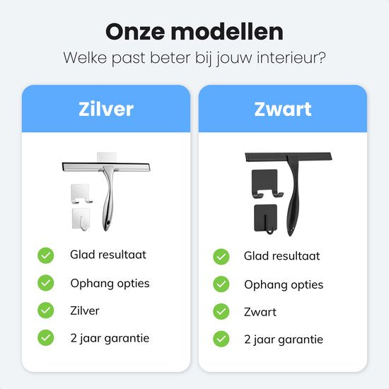Bodenwischer Bad - inkl. selbstklebendem Haken - Einfache Lagerung - Keine Streifen - Duschwischer - Fensterwischer - Luft