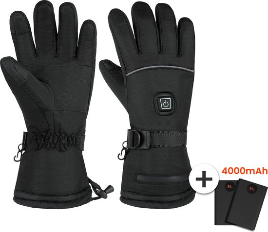 TTD® Beheizte Handschuhe Wiederaufladbar - Größe XL - Elektrische Handschuhe mit Heizung - Beheizte Fäustlinge - Batteriebeheizte Handschuhe Männer und Frauen - Unisex