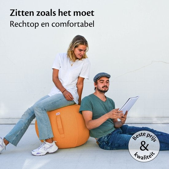 Backerz Sitzball – Ergonomischer Gymnastikball – Leinenbezug – Ø65 cm – Orange