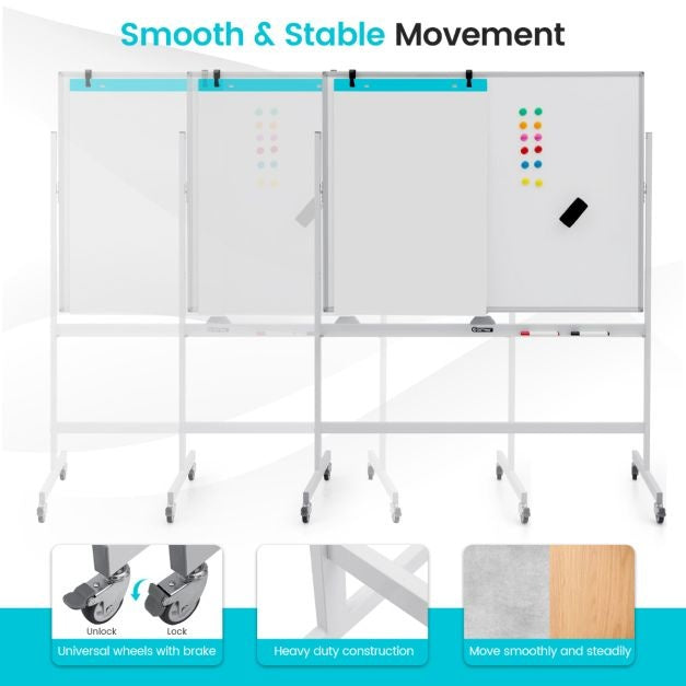 Magnetisches doppelseitiges Whiteboard mit Rollen für das Klassenzimmer, das Büro und zu Hause