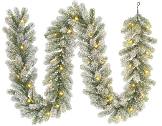 Black Box Trees Nagoya Weihnachtsdekoration – Girlande mit 40 warmweißen LED-Lämpchen und Timer-Funktion – Weihnachtsgirlanden für Kamin, Treppe oder Türpfosten – Grün, matt – L 270 x Ø 20 cm
