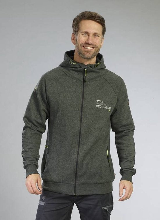 TERRAX WORKWEAR Sweatjacke mit Kapuze, Grün/Schwarz, Größe L