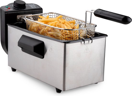 alpina Friteuse - Bratpfanne - 3 Liter - 2000 Watt - Edelstahl - Mit Thermostatknopf