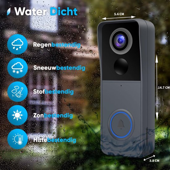 Video-Türklingel mit Kamera - Intelligente drahtlose Türklingel mit WiFi - Wiederaufladbar - Schnurlos mit Batterie - 1080P HD - Sprachfunktion - Kein kostenpflichtiges Abonnement erforderlich