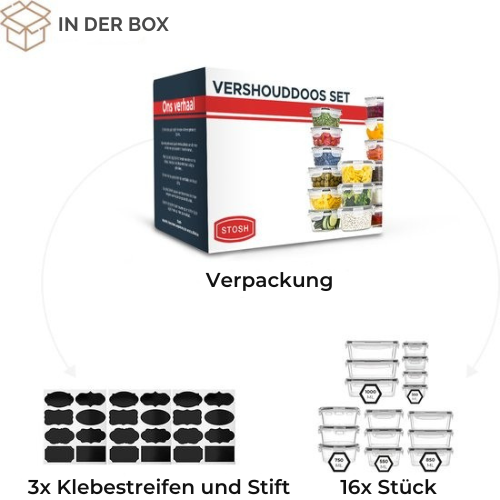 Stosh - Meal Prep Trays - Gefrierschalen - Lebensmittelbehälter - 16 Stück - BPA frei - Kunststoff