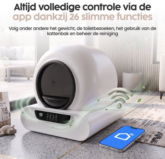 Infinity Goods Automatisches Katzenklo XXL – Selbstreinigendes Katzenklo – inkl. App – 75 l – mit Katzenklo-Matte und 3 Rollen Aufbewahrungsbeuteln