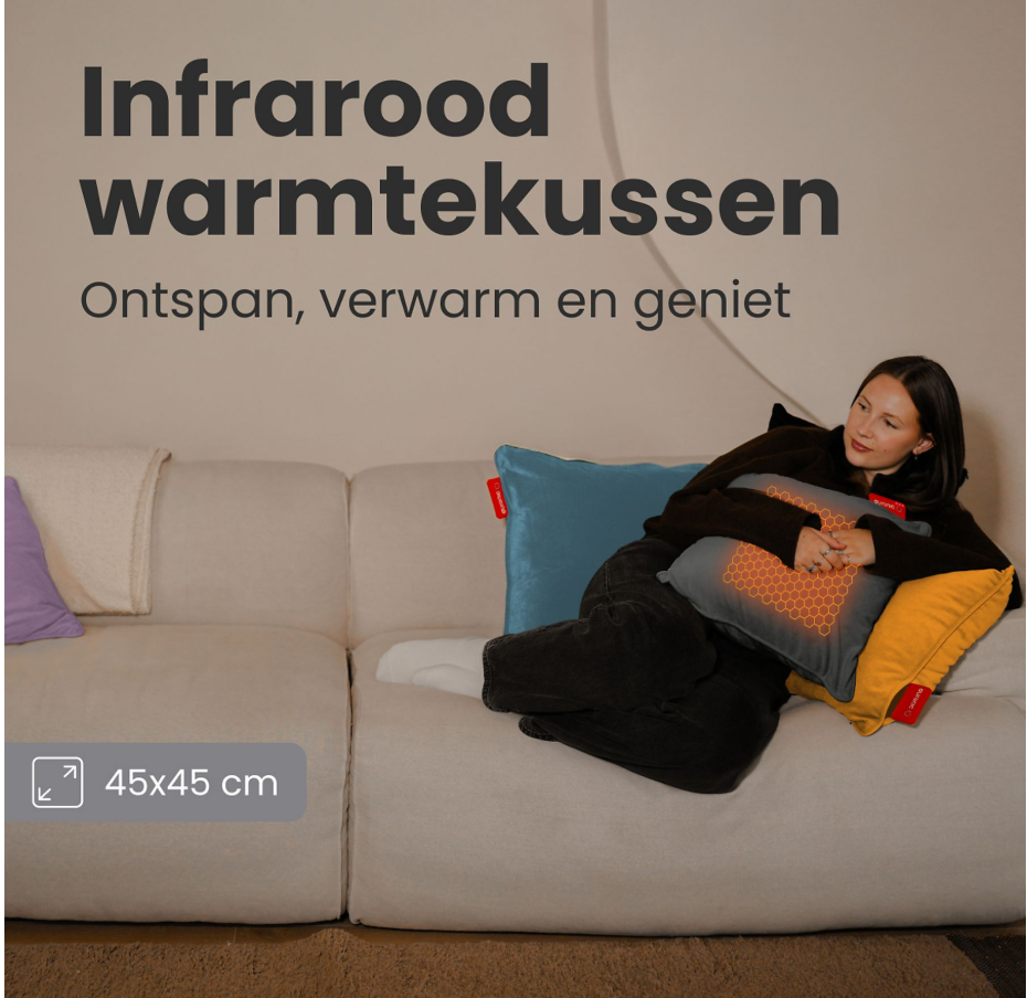 AURONIC AU3543 - Wärmekissen gestrickt - 45x60 cm - Grau - Wiederaufladbar & kabellos - Infrarot - Extra großes Wärmekissen
