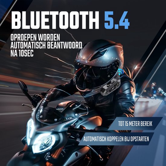 Tech Essentials - R500 - Motorradhelm-Headset - Mit Bluetooth 5.4 - Gegensprechanlage - Radio - Hartes Mikrofon