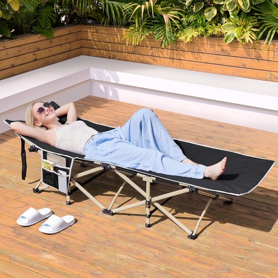 Yaheetech Feldbett 186 x 66 cm – Zusammenklappbares Campingbett – 150 kg – Tragetasche – Schwarz