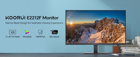 Koorui E2212F Computermonitor 54,5 cm (21,4") 1920 x 1080 Pixel Full HD Schwarz