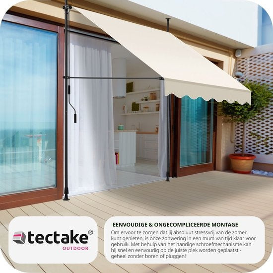tectake - Klemmmarkise - Sonnenschirm - Verstellbar - Klemmmarkise - Sonnenschirm Balkon - 150 x 180 cm - beige - Markise - 404954