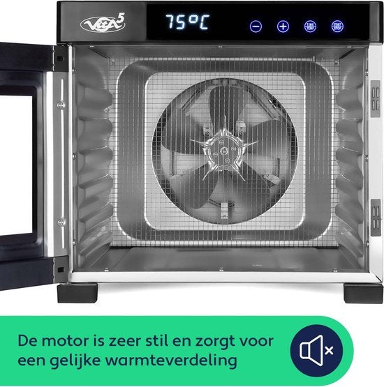 Vita5 Nobel PRO 6 Food dehydrator - Dörrgerät - Edelstahl - 24-Stunden-Timer - LED-Kontrollfeld - Dehydrator - 6 Schichten