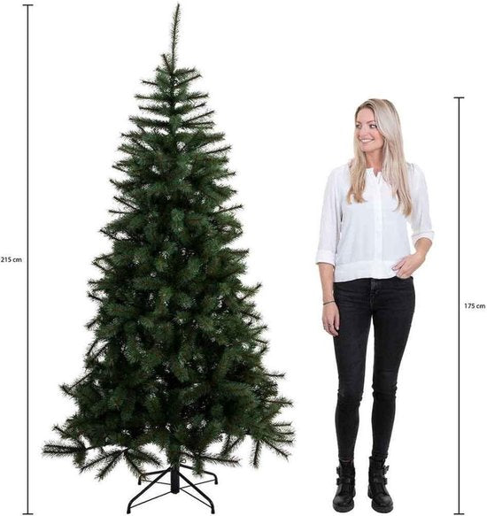 Triumph Tree Forrester Weihnachtsbaum – Kunstbaum mit 912 üppigen Zweigen für ein natürliches Aussehen – Weihnachtsdekoration für den Innenbereich – Baum aus PVC mit Stecksystem – H 215 x Ø 135 cm – Grün