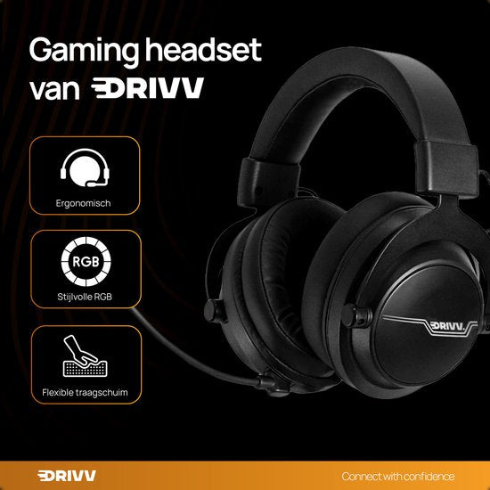 Drivv. PRO Wireless Gaming Headset mit Mikrofon - Bluetooth Game Headset geeignet für PS4, PS5, Xbox Serie und PC - Wireless 2.4GHz