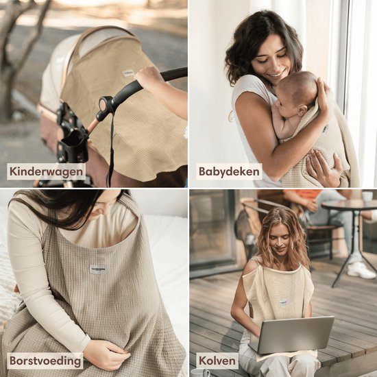 Vulpes Goods® BabyCare - Stilltuch - Schmusetuch - Abschirmtuch - 100% OEKO- Tex, Atmungsaktiv - Hydrophiles Schmusetuch für komfortables Stillen - Babygeschenk - Mutterschaftsgeschenk - Waffel