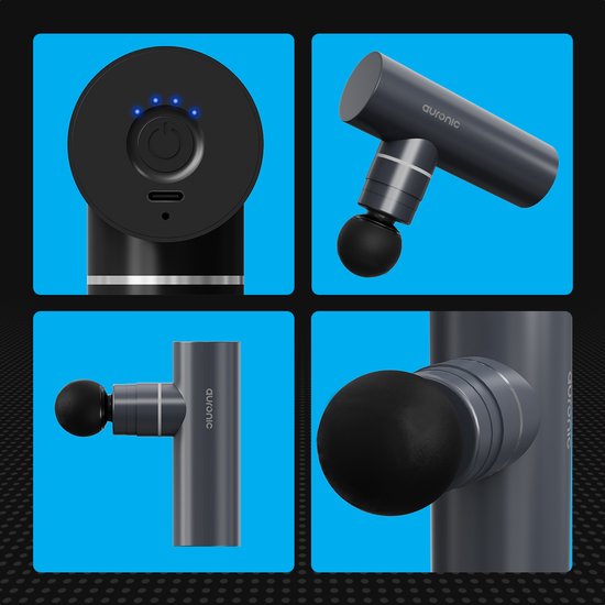 Auronic Massage Gun - Massagegerät - Professional - 4 Aufsätze und Koffer - Massage Gun - Ganzkörper - Grau