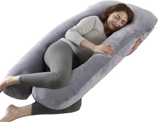 Schwangerschaftskissen – XXL-U-Form – Körperkissen – Seitenschlafkissen – Plüschbezug – Stillkissen – 280 cm – Reißverschluss – Rheme