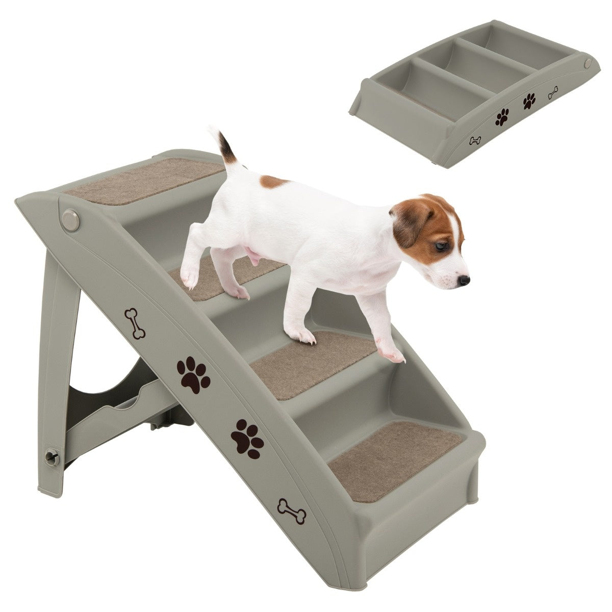 Coast Pet Treppe mit 4 Stufen tragbare Kletterleiter sicher hundert Hang 62,5 x 38 x 49 cm grau