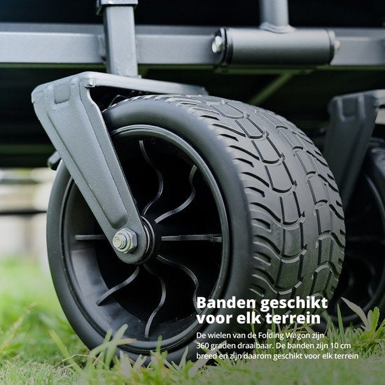 FlinQ Wagon - Zusammenklappbar - Schwenkbare Räder - 130KG Tragfähigkeit - 100L Fassungsvermögen - Schwarz