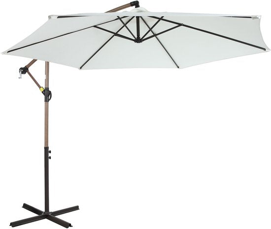 AXI Dion Hängeschirm Ø 300 cm Eichenoptik/Beige – Pulverbeschichtetes Gestell mit Kreuzfuß