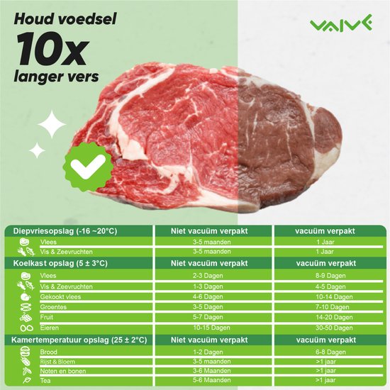 Vaive Vakuumbeutel Lebensmittel 17 x 25 - 100 Stück - Vakuum-/Sous-Vide-Beutel - BPA-frei