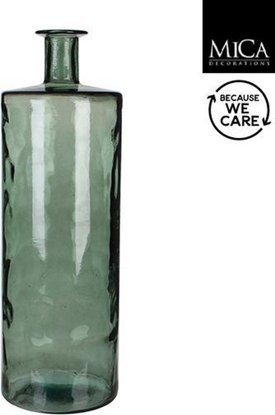 Mica Decorations Guan Flaschenvase - H75 x Ø25 cm - Recyceltes Glas - Grün