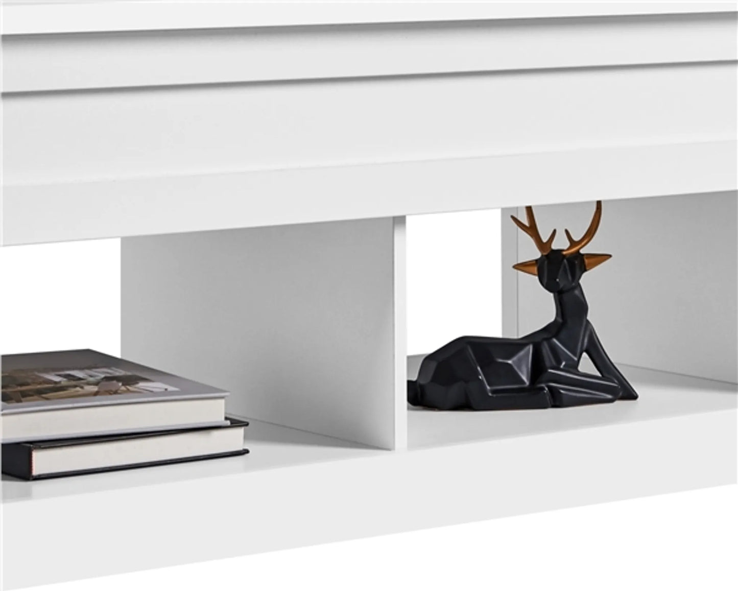 Yaheetech Couchtisch mit Lift-Top-Funktion - Mit versteckter Lagerung und zwei offenen Regalen und Federmechanismus - Für Wohnzimmer und kleine Räume - Weiß Mdf und Metall - 104,5 x 49,5 x 49-61,5 cm