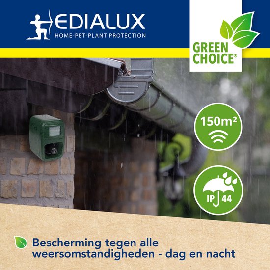 Edialux Sonic Defend Large Vogelabwehr, Vogelabwehr mit Vogelstimmen, Taubenabwehr, vertreibt Krähen, Stare, Möwen, vertreibt bis zu 150m², funktioniert mit Batterien oder Netzstrom, für Garten, Gemüsegarten, Obstbäume