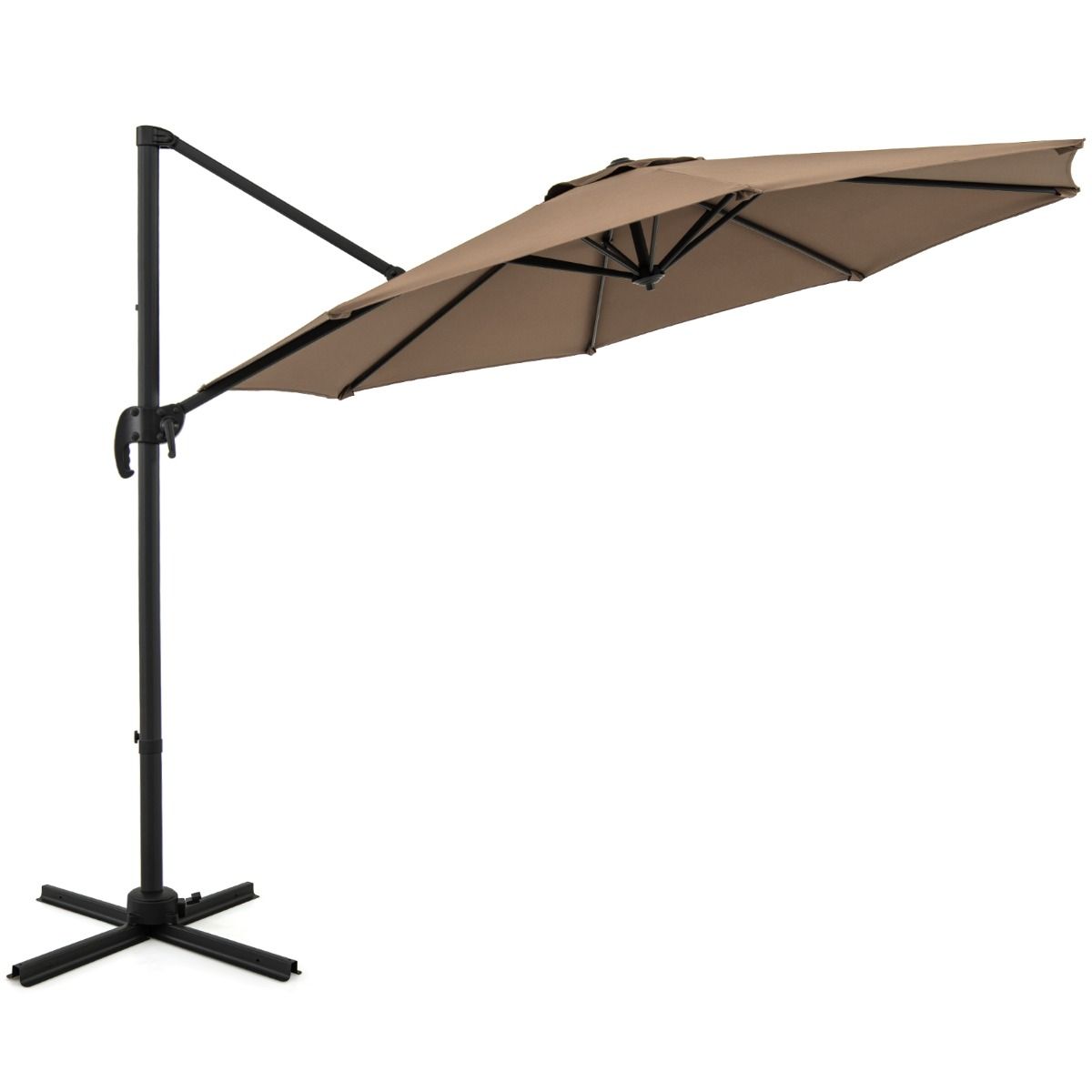 Coast Runder Schwebesonnenschirm – 5-fach verstellbar – um 360° drehbar – Aluminiumstange – 308 x 248 cm – braun