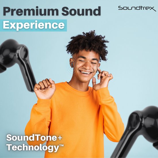 Soundtrex Display Wireless Earphones - Bluetooth-Ohrhörer - Ohrhörer kabellos - aktive Geräuschunterdrückung - LED-Anzeige - Bluetooth 5.3 - Schwarz
