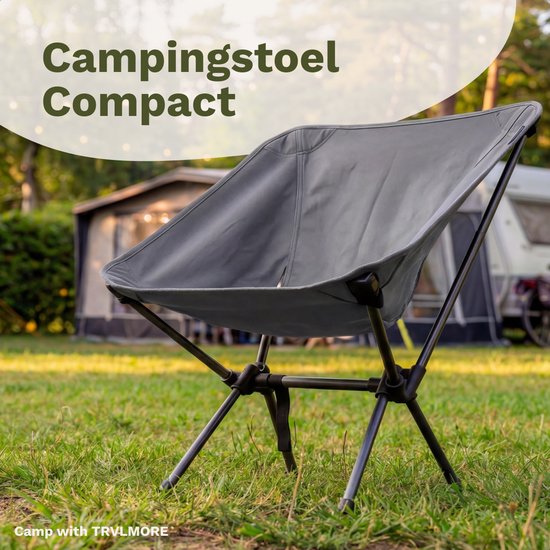 TRVLMORE Campingstuhl - faltbar - 100KG Tragkraft - Inkl. Tragetasche - Klappstuhl - Angelstuhl - Campingstuhl - Klappstuhl - Grau