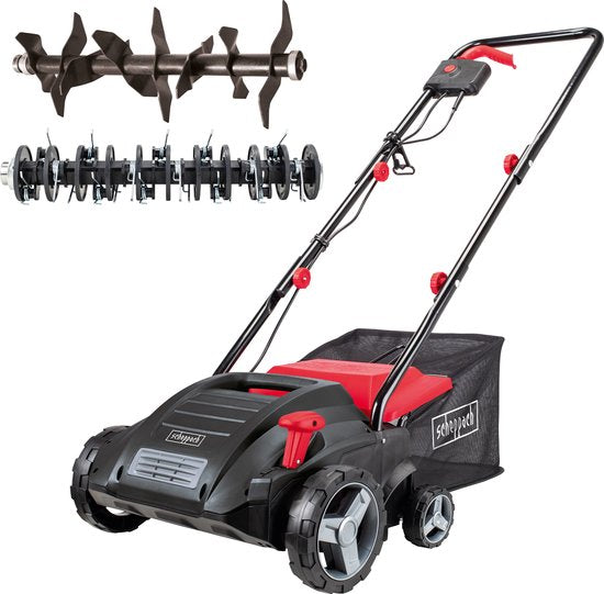 Scheppach Elektrischer Vertikutierer & Belüfter SC32 – 1500 W – 32 cm Arbeitsbreite und bis zu 12 mm Arbeitstiefe – für Rasenflächen bis zu 500 m²