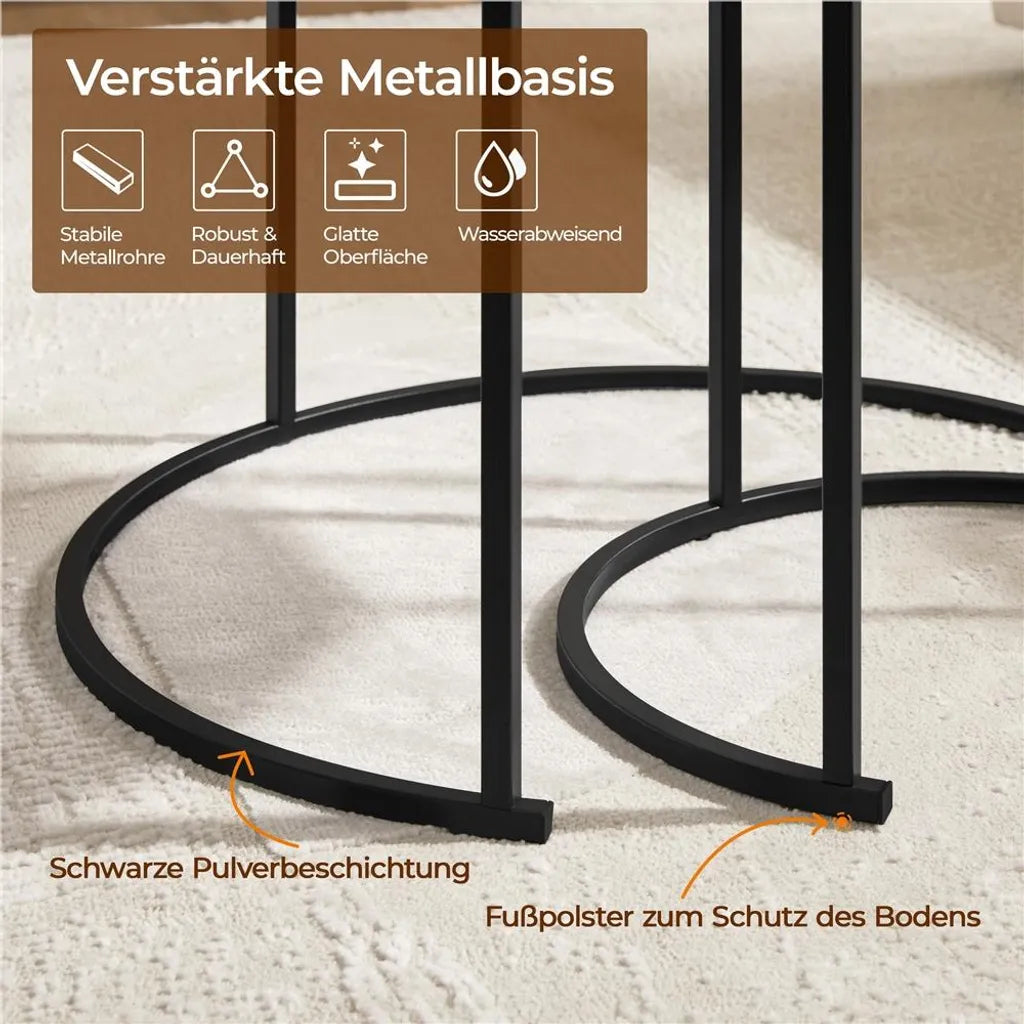 Yaheetech Couchtisch-Set, 2er-Set – Weiß – Rund – Ø 60 x 50,5 cm und Ø 40 x 41,5 cm