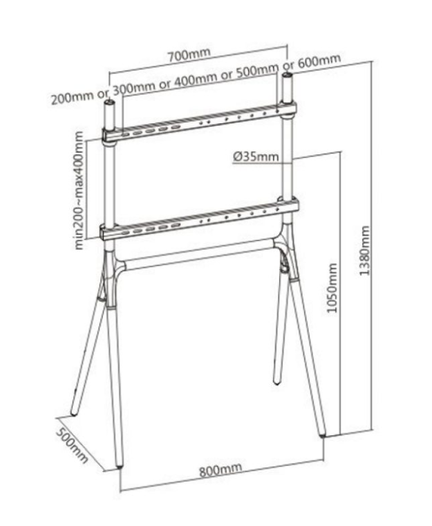 Lumi FS12 Easel Studio TV-Ständer – Buchenholz – 138 x 80 x 50 cm – 49–70 Zoll, VESA bis 600 x 400