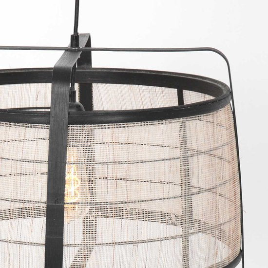 Anne Lighting – Hängeleuchte – Capos – schwarz – Holz und Stoff – Ø 48 cm – E27 – 3511ZW