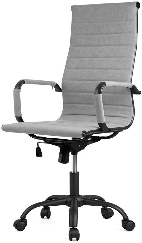Feel Furniture – Luxuriöser Bürostuhl – Hohe Rückenlehne – Hellgrau mit mattschwarzem Gestell