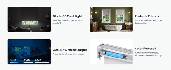 SwitchBot - Verstellbare intelligente Jalousien für alle Fenster - Groß / 110-140cm - Grau
