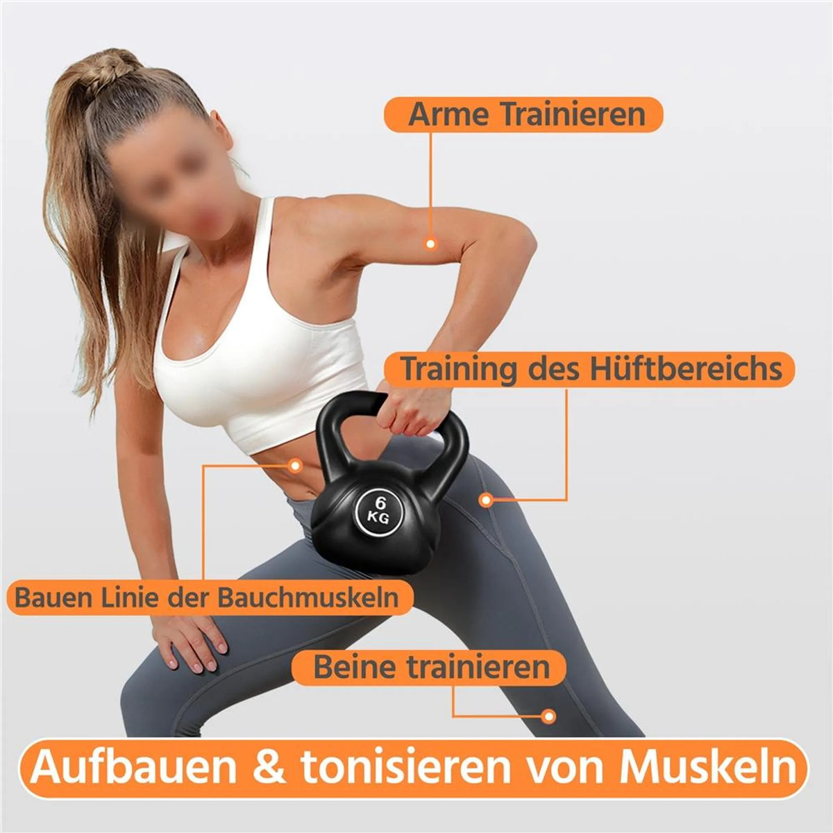 Yaheetech Kettlebell 6 kg – Schwarz – 22,5 × 19,5 × 26 cm