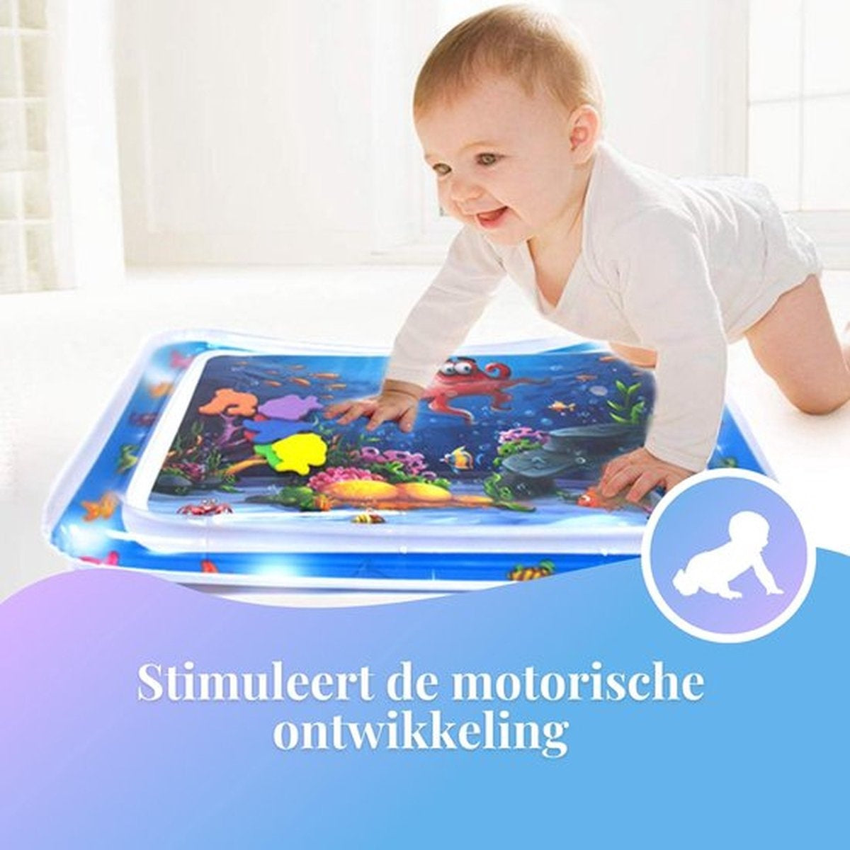 Tenify Wasser Spielmatte - Wasser Matte - Spielmatte - aufblasbar - Tummy Time - Baby Spielzeug 0 Jahr - Mutterschaft Geschenk - Blau