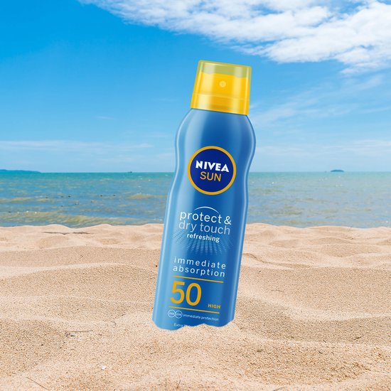 NIVEA SUN Protect & Dry Touch Sonnenspray – LSF 50 – Sport-Sonnenspray – wasserfest – UVA/UVB – 200 ml
