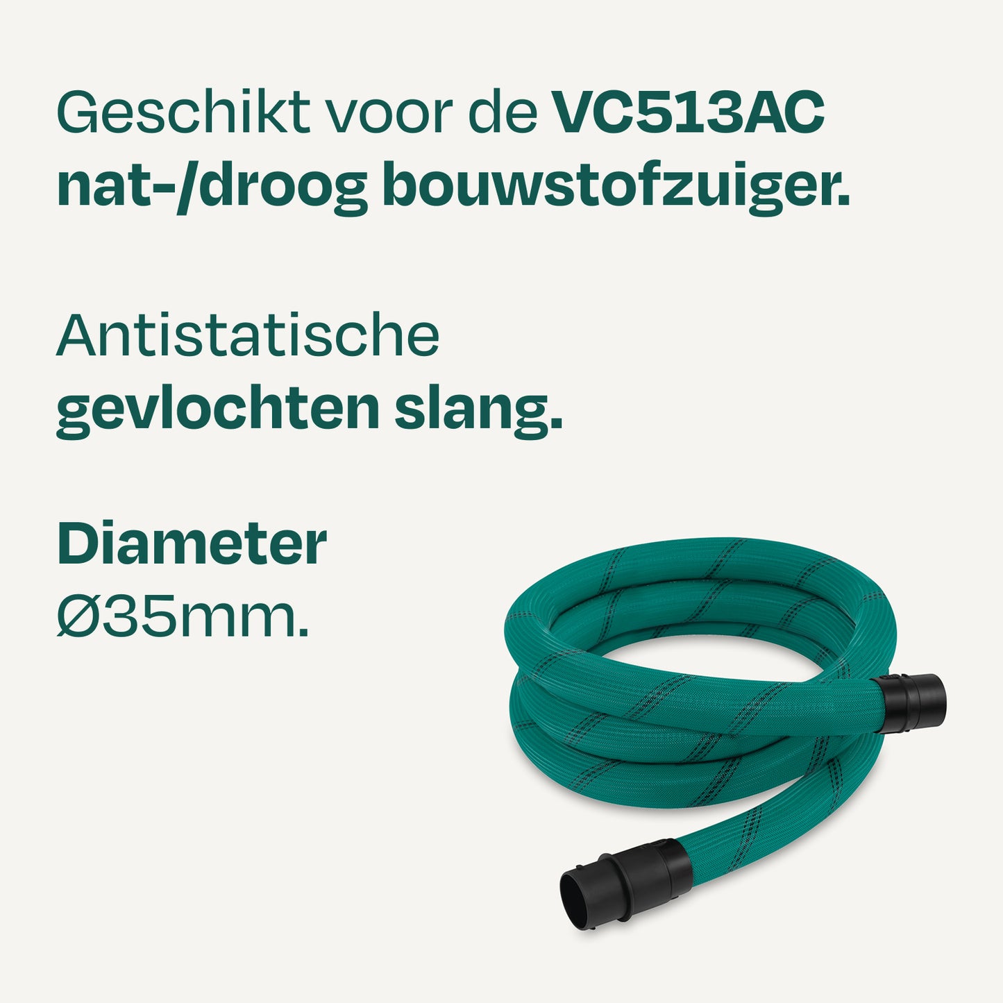 VONROC Antistatischer Saugschlauch Ø 35 mm – 3,5 m – für VC513AC