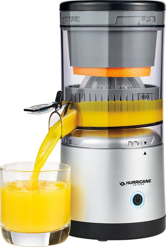 Hurricane Juicer - Entsafter für Obst und Gemüse - Slowjuicer - Kabellos inklusive USB-Ladekabel - 500 RPM - Silber