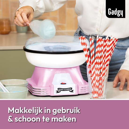 Gadgy Zuckerwattemaschine Retro Rosa, mit 10 Stäbchen und Messlöffel – Zuckerwatte-Maschinen – Süßigkeiten – Kinderparty – Zuckerwatte-Zucker – Cotton Candy