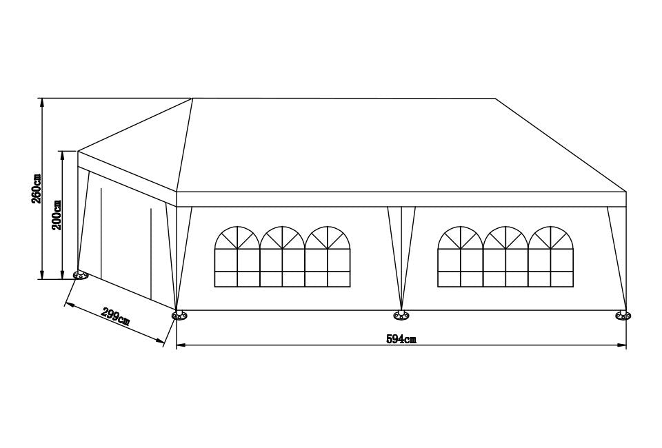 Hortensus Wasserabweisendes Partyzelt - Weiß - 3x6m